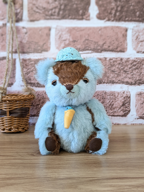 くまのぬいぐるみ　ふわふわアルパカ生地のぬくもり　爽やかチョコミントなテディベア　プレゼント　記念品にもおすすめ！！ 1枚目の画像