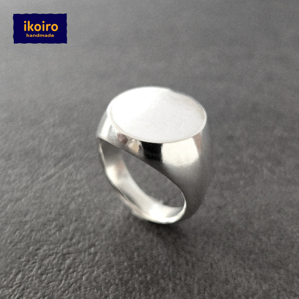 ■silver925 ハンドメイド　丸印台　印台リング サイズ1〜30号 1枚目の画像