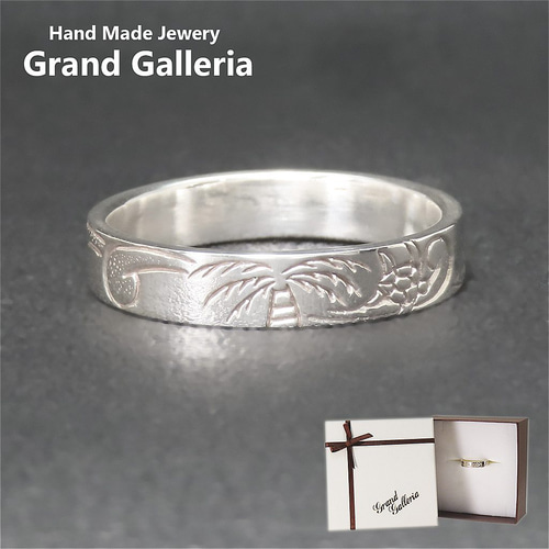 ハワイアンジュエリー リング 指輪 白 海亀 ヤシの木 波 シルバー925