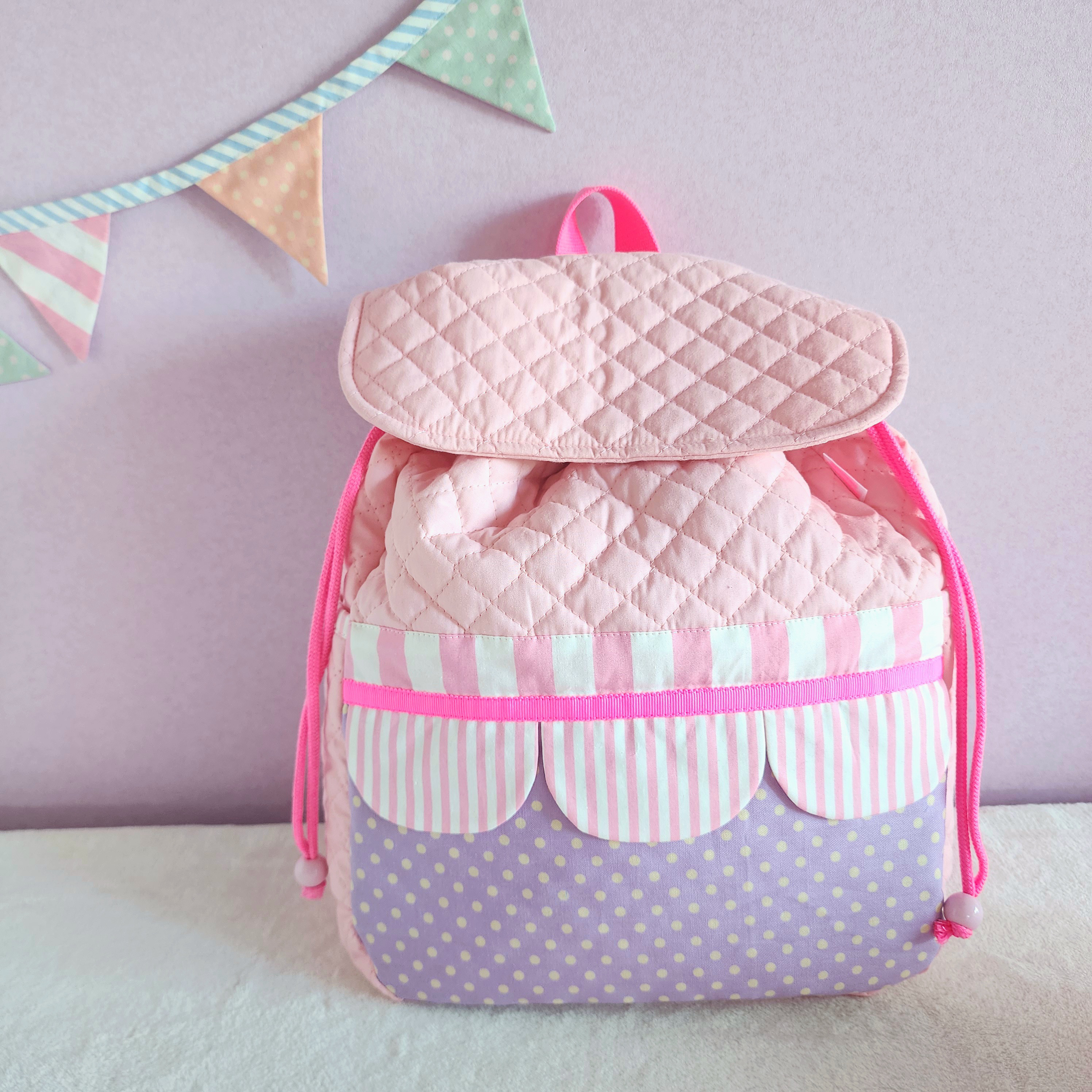 キルティングのキッズ用リュック　pink×purple