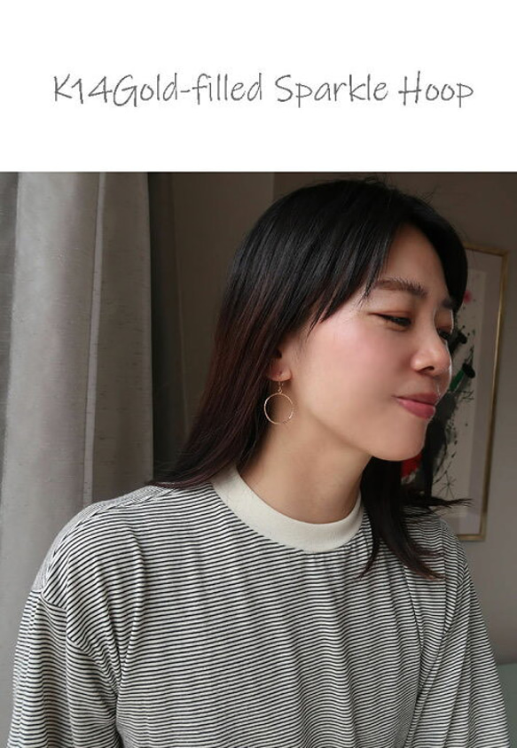 スパークル加工が美しい、大ぶり華奢フープ 8枚目の画像