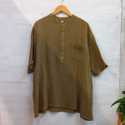 ダブルガーゼ トップス 半袖 無地 男女兼用 ユニセックス プルオーバー コットン 部屋着　メンズ レディース 6枚目の画像