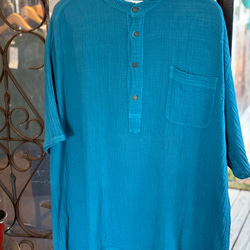 ダブルガーゼ トップス 半袖 無地 男女兼用 ユニセックス プルオーバー コットン 部屋着　メンズ レディース 5枚目の画像