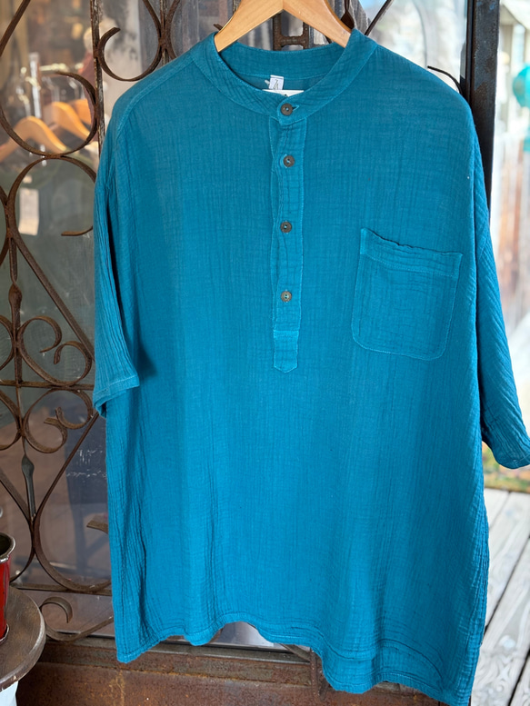 ダブルガーゼ トップス 半袖 無地 男女兼用 ユニセックス プルオーバー コットン 部屋着　メンズ レディース 5枚目の画像