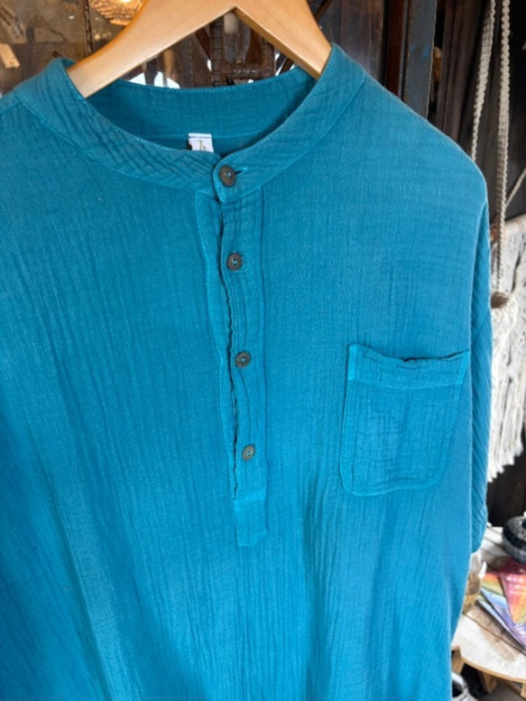 ダブルガーゼ トップス 半袖 無地 男女兼用 ユニセックス プルオーバー コットン 部屋着　メンズ レディース 11枚目の画像