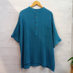 ダブルガーゼ トップス 半袖 無地 男女兼用 ユニセックス プルオーバー コットン 部屋着　メンズ レディース 10枚目の画像