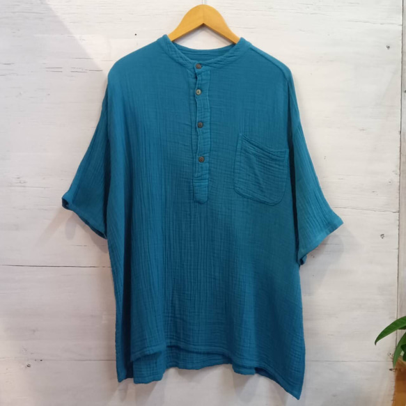 ダブルガーゼ トップス 半袖 無地 男女兼用 ユニセックス プルオーバー コットン 部屋着　メンズ レディース 10枚目の画像