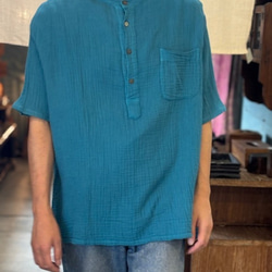 ダブルガーゼ トップス 半袖 無地 男女兼用 ユニセックス プルオーバー コットン 部屋着　メンズ レディース 3枚目の画像