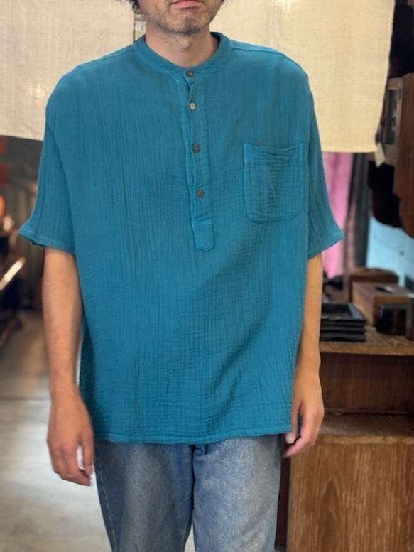 ダブルガーゼ トップス 半袖 無地 男女兼用 ユニセックス プルオーバー コットン 部屋着　メンズ レディース 3枚目の画像