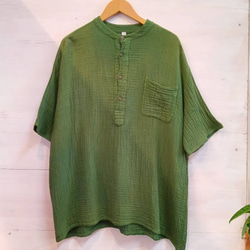 ダブルガーゼ トップス 半袖 無地 男女兼用 ユニセックス プルオーバー コットン 部屋着　メンズ レディース 9枚目の画像