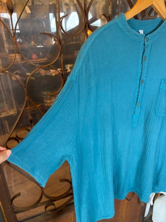 ダブルガーゼ トップス 半袖 無地 男女兼用 ユニセックス プルオーバー コットン 部屋着　メンズ レディース 12枚目の画像