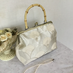 ハンドメイド・リメイク・帯・カバン・がま口バック・黒・2way