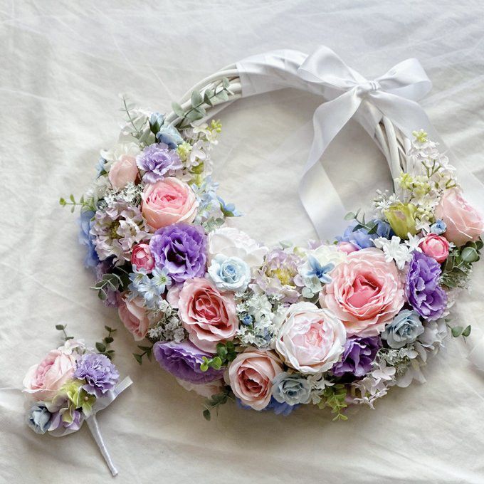 【オーダーメイド】パステルミックスカラーのリースブーケ アーティフィシャルフラワー