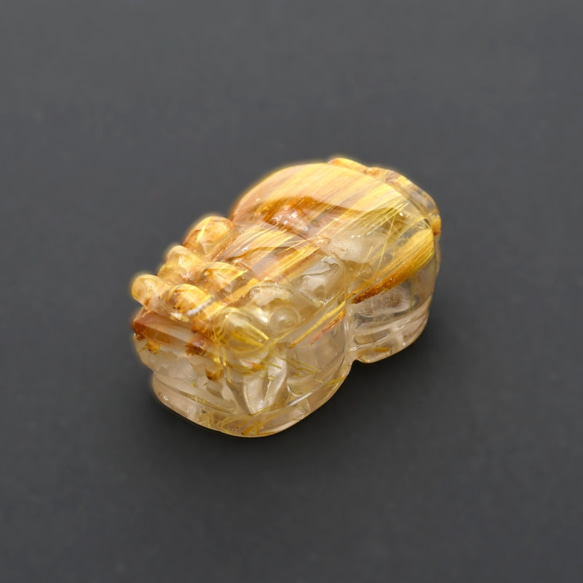 【極太タイチンがド直球！】1点物 ゴールド タイチンルチル クォーツ 貔貅 ヒキュウ 【GHHKU1】6ｇ 京海堂 10枚目の画像