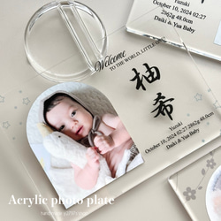 リニューアル11/9まで500円off｜写真入り命名書｜アクリルフォトプレート｜フォトパネル｜卓上｜内祝｜簡易ラッピング 3枚目の画像
