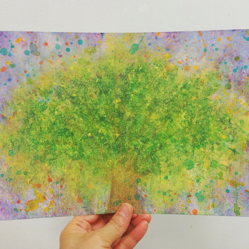 アクリル画 抽象画 原画「たまゆらの木」 絵画 チビスケッチ