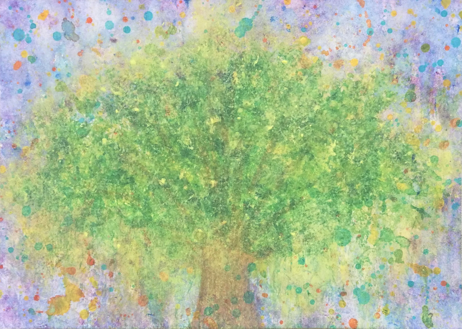 アクリル画 抽象画 原画「たまゆらの木」 絵画 チビスケッチ