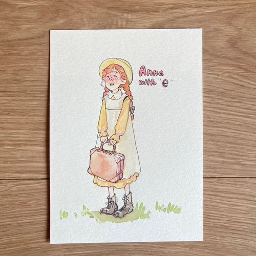 赤毛のアン風/オリジナルポストカード/手書き一点もの イラスト alex