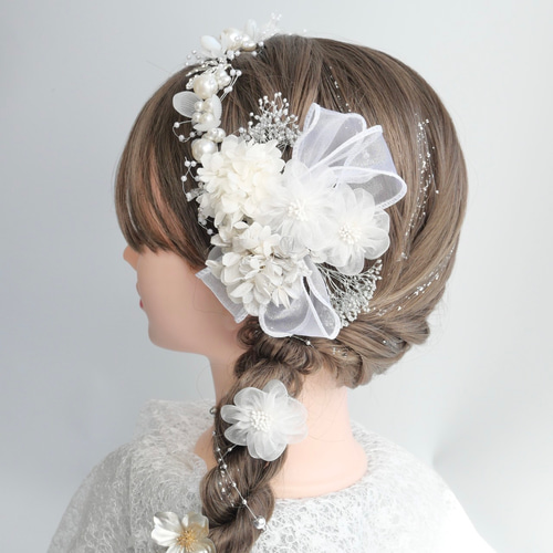 A115 パールカチューシャ 髪飾り 成人式 卒業式 袴 振袖 結婚式 ドライ