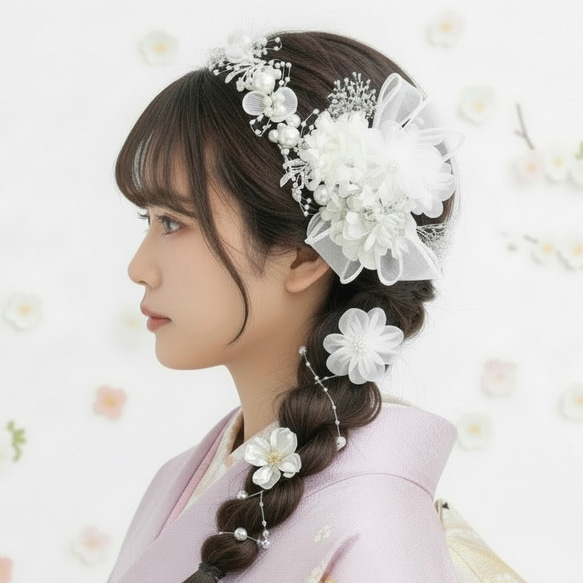 A115 パールカチューシャ 髪飾り 成人式 卒業式 袴 振袖 結婚式 ドライ