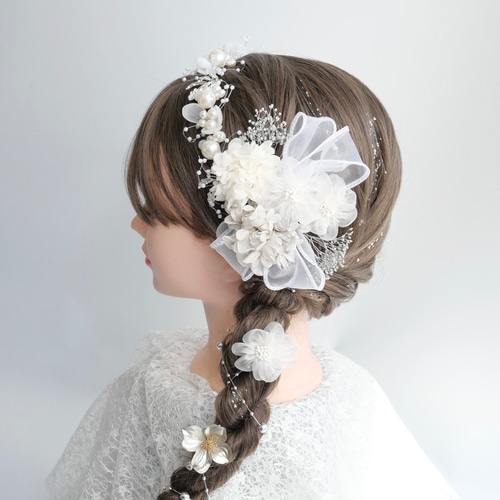 A115 パールカチューシャ 髪飾り 成人式 卒業式 袴 振袖 結婚式 ドライ
