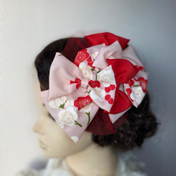 赤リボン ヘッドドレス リボン ヘアアクセサリー 髪飾り 縮緬 赤リボン ヘッドドレス リボン ヘアアクセサリー 髪飾り 縮緬