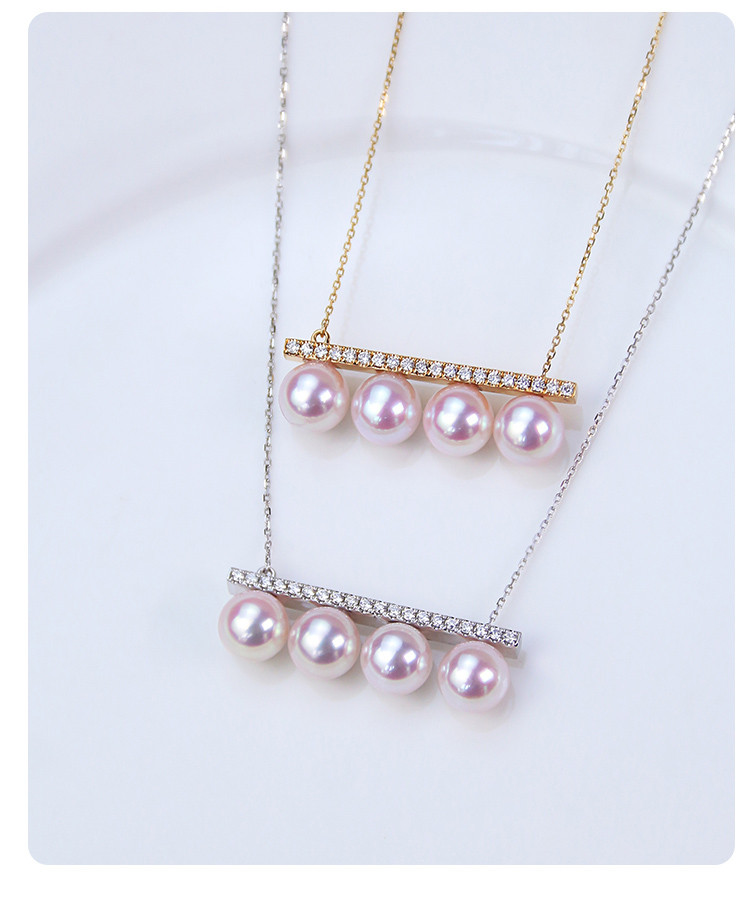 [ヘイズジュエリー] バランスビームノートシリーズ 5.5-8mm 日本製アコヤ天珠ネックレス 天然海水真珠 鎖骨チェーン 18