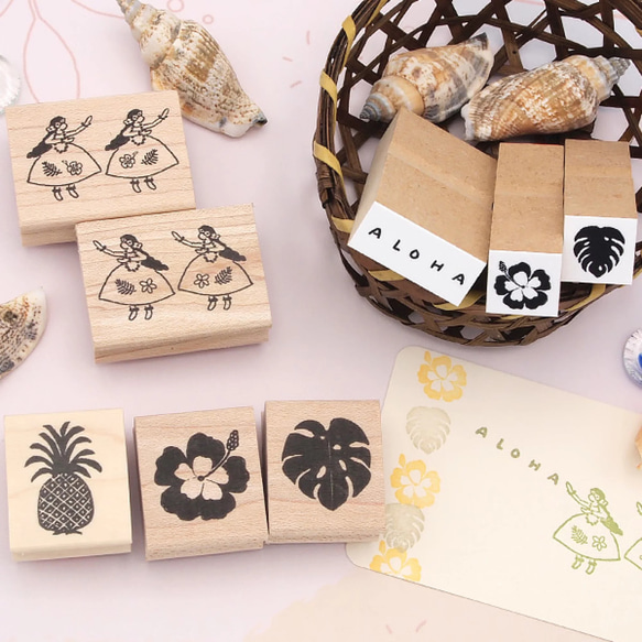ALOHA Box・8個セット【ラバースタンプ】おまけカード付き 5枚目の画像