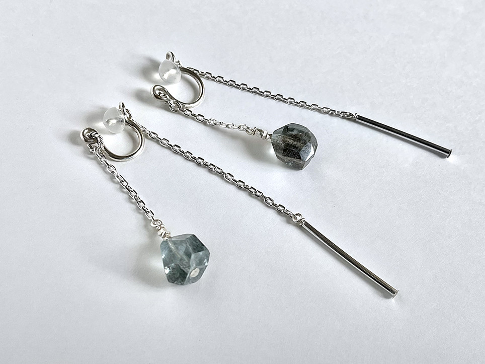 【 モスアクアマリン・silver950 】Aarre ／ イヤリング