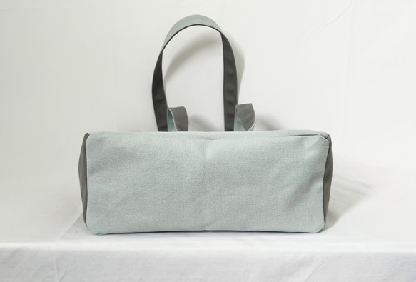 【縦長XLサイズ】水色　グレー　倉敷帆布使用　バッグ　akaneko  肩掛けトートバッグ　大きめバッグ 7枚目の画像