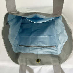 【縦長XLサイズ】水色　グレー　倉敷帆布使用　バッグ　akaneko  肩掛けトートバッグ　大きめバッグ 5枚目の画像