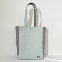 【縦長XLサイズ】水色　グレー　倉敷帆布使用　バッグ　akaneko  肩掛けトートバッグ　大きめバッグ 3枚目の画像