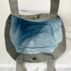 【縦長XLサイズ】水色　グレー　倉敷帆布使用　バッグ　akaneko  肩掛けトートバッグ　大きめバッグ 6枚目の画像