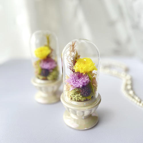 ガラスドーム2個セット仏花 ブリザーブドフラワー ホーム＆キッチン