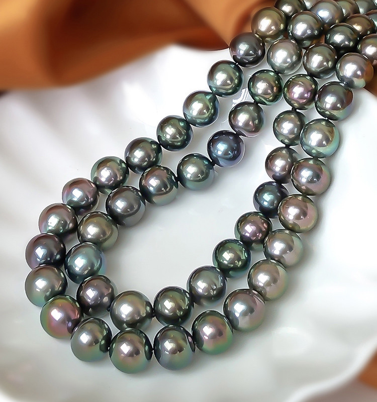 [ヘイズジュエリー] ミックスカラー 8.5-11mm タヒチアンブラックパールネックレス 天然海水 カラフルネックレス 18K 105,160円