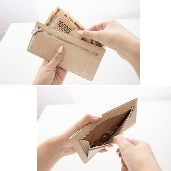 スリム ロングウォレット 【 本革 ニュアンス 名入れ 】 長財布 財布 薄型 フラグメントケース HR56U 10枚目の画像