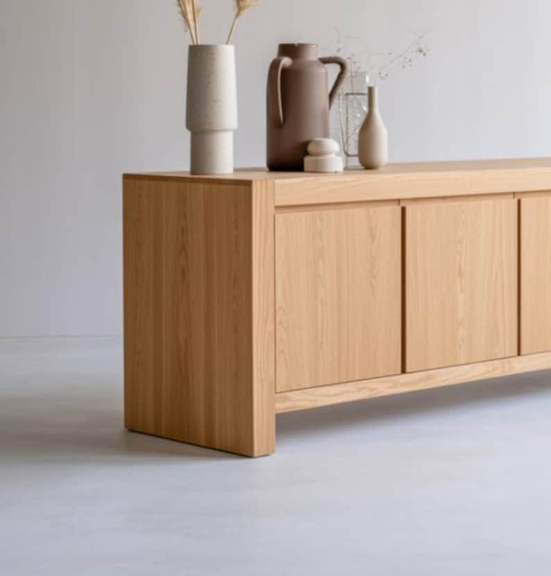 北欧オーク　シンプルデザイン　キャビネット＆サイドボード - ハンドメイド　リビングルームコンソール収納ユニット