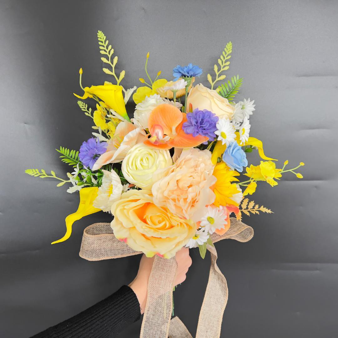 2点セット　高級　アーティフィシャルフラワーブーケ　チューリップオレンジオレンジ