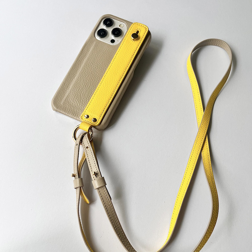 本革　名入れ可　隠しポケット付き　ハンドベルト付き 　バイカラー　ショルダー　レザーiphoneケース 6,241円