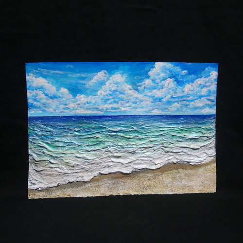 油絵 油彩 油彩画 絵 絵画【夏の砂浜の海】 絵画 HR 通販 19549793