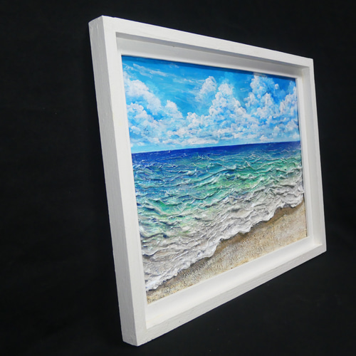 油絵 油彩 油彩画 絵 絵画【夏の砂浜の海】 絵画 HR 通販 19549793