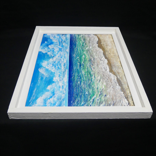 油絵 油彩 油彩画 絵 絵画【夏の砂浜の海】 絵画 HR 通販 19549793