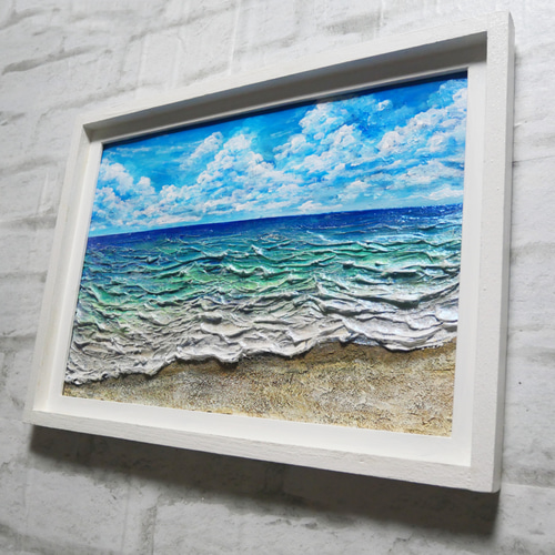 油絵 油彩 油彩画 絵 絵画 【夏の砂浜の海】ミニ絵画 油絵 油彩 油彩画 絵 絵画【夏の砂浜の海】 絵画 HR 通販 19549793