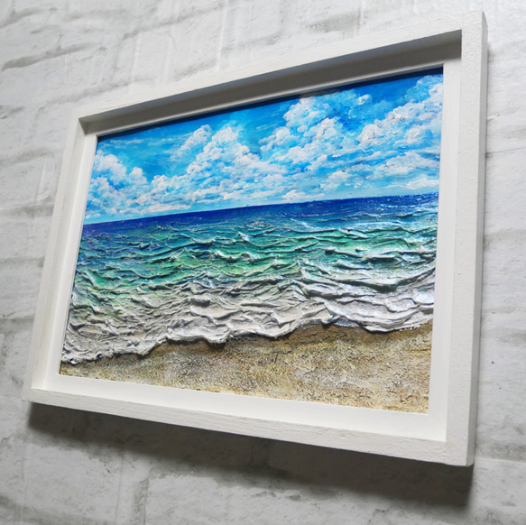 油絵 油彩 油彩画 絵 絵画【夏の砂浜の海】 6枚目の画像