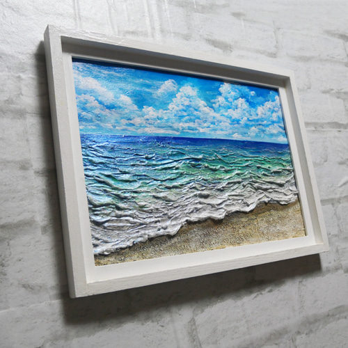 油絵 油彩 油彩画 絵 絵画【夏の砂浜の海】 絵画 HR 通販 19549793