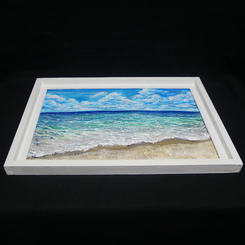 油絵 油彩 油彩画 絵 絵画【夏の砂浜の海】 絵画 HR 通販 19549793