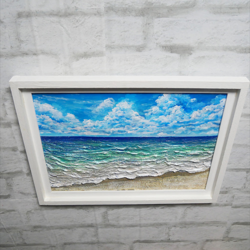 油絵 油彩 油彩画 絵 絵画【夏の砂浜の海】 絵画 HR 通販 19549793