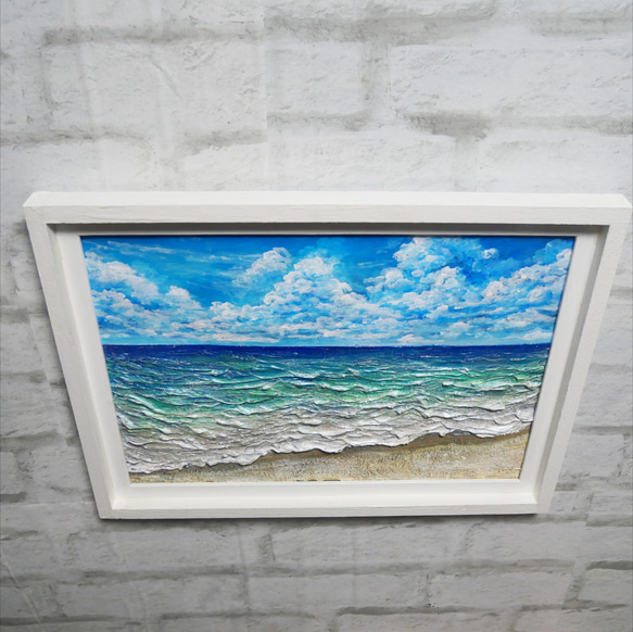 油絵 油彩 油彩画 絵 絵画【夏の砂浜の海】 8枚目の画像