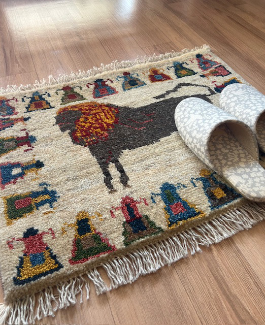 ●送料無料●ギャッベ【60×40】No.617（ライオン）玄関マット・チェアマット・座布団・プレゼント