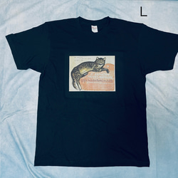 スタンラン　第二回動物画家展　綿5.6オンスヘビーウェイトTシャツ 黒　SMLサイズ有り 1枚目の画像